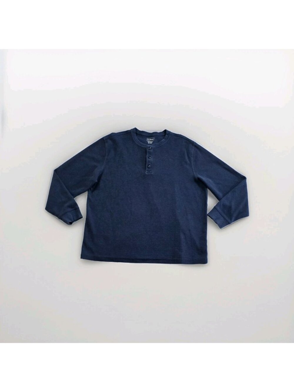 L.L. Bean Unshrinkable Mini Waffle Henley XL Navy Traditional Fit Thermal 502224